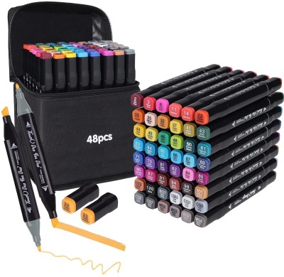 Fragrancia Classic 48 Pcs Dual Tip Art Marker Nib Sketch Pens(Set of 48, Multicolor)