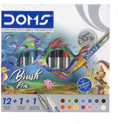 DOMS Brush Pen Dark Shades Brush Nib Sketch Pens  with Washable Ink(Set of 1, Multicolor)