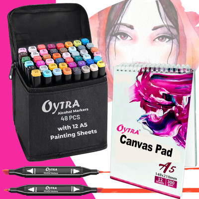 OYTRA Alcohol Markers Art Pens for Manga Drawing Fashion Anime Dual Tip Nib Sketch Pens(Set of 48, Vibrant Colors)
