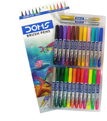 DOMS Doms 26 Shades Brush Pens Super Soft Flexible Brush Tip Nib Sketch Pen  with Washable Ink(Multicolor)