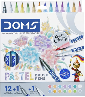 DOMS Pastel Brush Nib Sketch Pens(Set of 1, Multicolor)