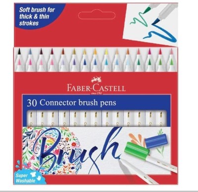 FABER-CASTELL High Quality Nylon Fibre 30 Connector Soft Brush Nib Sketch Pen(Multicolor)