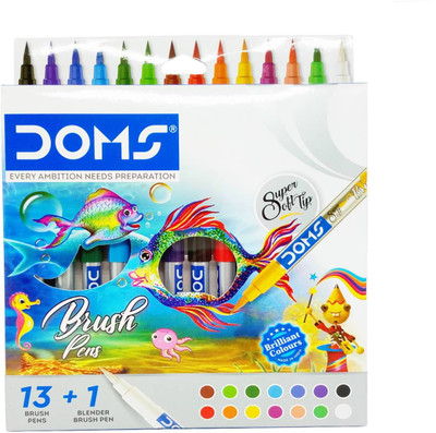 DOMS Doms Brush Pen Set 14 Shades Brush Round Nib Sketch Pen(Assorted)