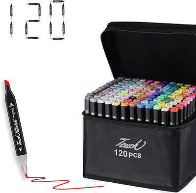 pvnd 120 Pcs Art Markers Sketch Pen Dual Tip With Carry Bag DUAL TIP Nib Sketch Pens(Set of 120, Multicolor)