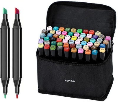 Fragrancia Classic 60 Pcs Dual Tip Art Marker Pen Nib Sketch Pens(Set of 60, Multicolor)