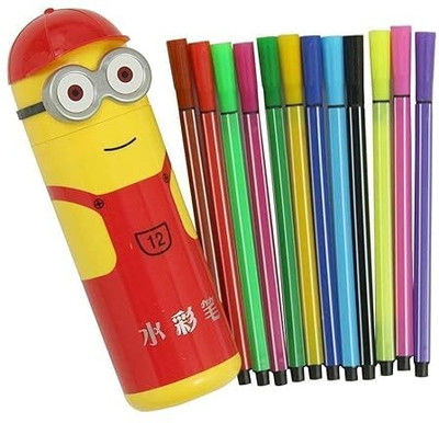 Eclet 1 Cute Cartoon Sketch Pens Box With 12 Colored Pens for Kids - Multicolor Smooth Nib Sketch Pens(Set of 1, Multicolor)
