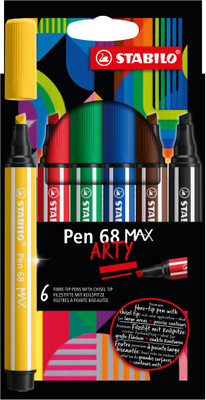 Stabilo Pen 68 MAX - ARTY - Premium Fibre-Tip Pen with Chisel Tip Nib Sketch Pens(Set of 1, Multicolor)