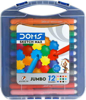 DOMS Jumbo Sketch Max Soft Tip Nib Sketch Pens(Set of 1, Multicolor)
