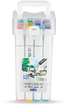 Urvikaansh 2 in 1 colorful sketch pen Round and Chisel Nib Nib Sketch Pen(Multicolor)