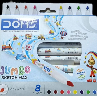 DOMS JUMBO SKETCH MAX | 5mm BOLD TIP | 8 SHADES | BOLD Nib Sketch Pens BOLD Nib Sketch Pens(Set of 1, Multicolor)