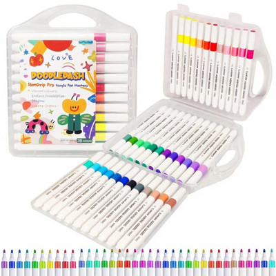 Jaravik Acrylic Paint Markers – Set of 36 Vibrant Colors, Permanent Water-Based Marker Pens for Rock Painting, DIY Crafts, Canvas, Glass & More Super Fine Nib Sketch Pens(Set of 36, Multicolor)