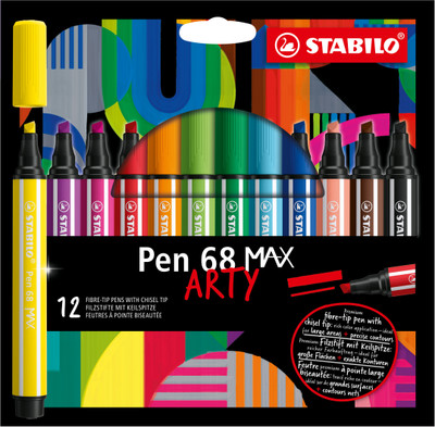 Stabilo Pen 68 MAX - ARTY - Premium Fibre-Tip Pen with Chisel Tip Nib Sketch Pens(Set of 1, Multicolor)