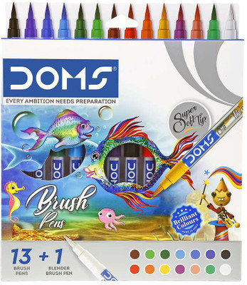 DOMS DOMS Anjali Enterprise Brush Pen For Kids Brush Tip Nib Sketch Pens(Set of 1, Multicolor)