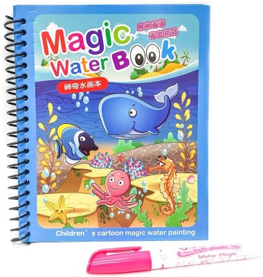 SAMRIDHI HUB Kids Magic Water Quick Dry Book Water Color Book Doodle with Magic Pen Painting Water Filling and Coloring Book Nib Nib Sketch Pens(Set of 1, Multicolor)