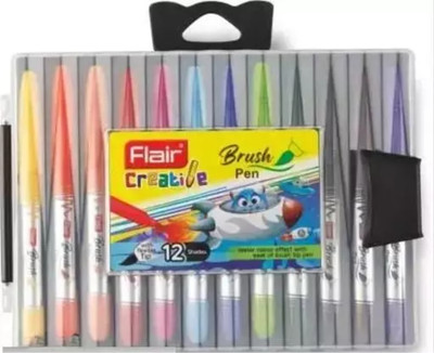 SunriseTrading New Flexible Tip Watecolour Effect Fine Nib Nib Sketch Pens(Set of 12, Multicolor)