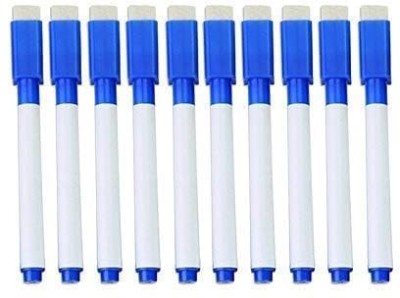 KRYTONE Set of 10 Magnetic Whiteboard Pen Erasable Marker Office School Stationery Nib Sketch Pen(Blue)