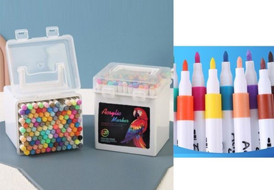 KRUJYAM Acrylic Multi-Surface Compatibility Nib Sketch Pens(Set of 120, Multicolor)