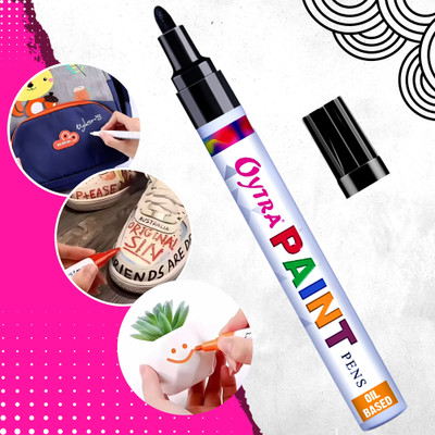 OYTRA Paint Marker Pen Permanent Waterproof Oil Based 3-5mm Nib Sketch Pens(Set of 1, Black)
