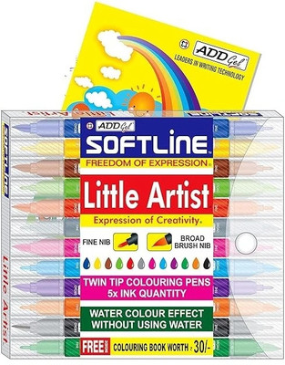 Add Gel Add Gel Little Artist Twin Tip Brush Pen Nib Sketch Pen(12 Multi Colour Brush Pen)