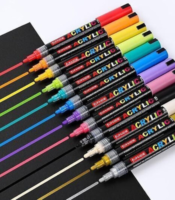Bluedeal Acrylic Medium Nib Sketch Pens(Set of 12, Multicolor)