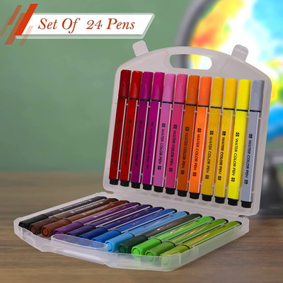 Pulsbery 24 pcs color sketch colors for kids Nib Sketch Pens  with Washable Ink(Set of 1, Rendom)