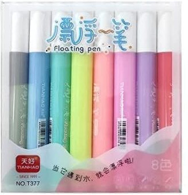 KEYKART Water Floating color, Magical Water Painting and Smooth Nib Sketch Pens  with Washable Ink(Set of 8, Multicolor)
