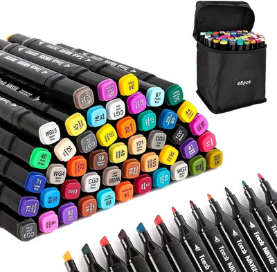 Akvanar Marker Pen 48 PCS Markers Drawing pen set Nib Sketch Pens(Set of 1, Multicolor)
