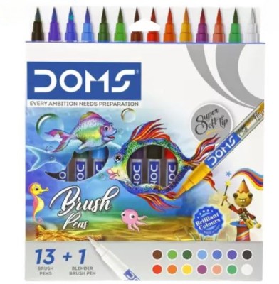 DOMS Brush Pen Super Soft Nib Nib Sketch Pen(Multicolor)