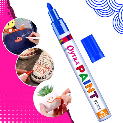 OYTRA Paint Marker Pen Permanent Waterproof Oil Based Individual pen Work All Surfaces 3-5mm Nib Sketch Pens(Set of 1, Blue)