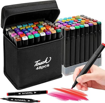 REXOTEX MARKER SET OF 48 Soft, flexible nibs that glide effortlessly across paper. Nib Sketch Pens(Set of 48, Multicolor)
