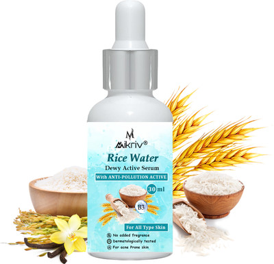 MIKRIV Natural Rice Water Face Serum for Glowing, Bright & Hydrated Skin – Anti-Aging Formula(30 ml)
