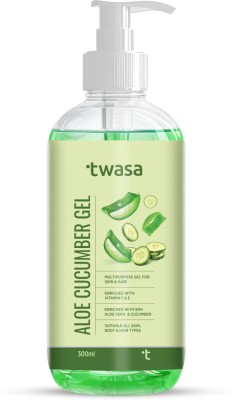 Twasa Pure Aloe Vera Cucumber Gel For Face, Skin & Hair With Cucumber Extract | Refreshing & Glowing Skin(300 ml)