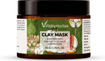 vrishvrindaa Clay Mask For Glowing Skin | Clay Mask For Tan Removal , Reduction In Blackheads , Instant Brightening(50 g)