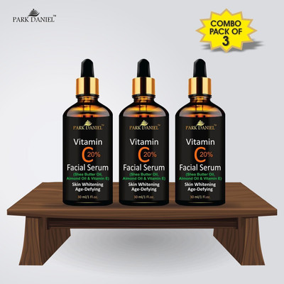 PARK DANIEL Vitamin C Serum with Hyaluronic acid- Anti Ageing and Anti Wrinkle Combo pack of 3 Bottles(90 ml)(90 ml)