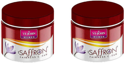 VI-JOHN Advanced Saffron Fairness Cream for Uneven Skin Tone | Chemical Free Face Cream for Radiant Glow and Dark Spots (All Type Skin) (Red)-(Pack of 2)(50 g)