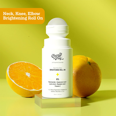 Chemist at Play Vitamin C Neck Knee Elbow Brightening Roll On | Skin Whitening for Men & Women(40 ml)