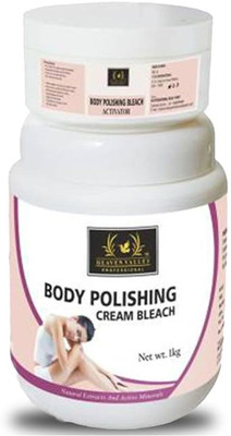 Heaven Valley Professional Body Polishing Cream Bleach for Full Body | Skin Brightening & Whitening with Natural Extracts | Instant Glow & Tan Removal | 1kg Salon Professional Bleach for Women & Men(1000 g)