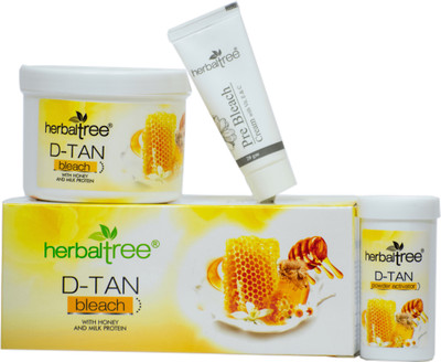 Herbal Tree D-TAN Bleach With Honey & Milk Protein For Tan Removal ,Lighteing Hair(300 g)