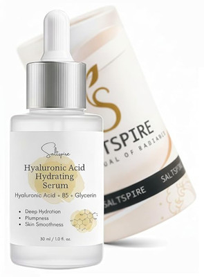 SALTSPIRE Hyaluronic Glow Serum | Hyaluronic Acid + Vitamin B5 + Glycerin | Deep Hydration in 21 Days | Plumping, Smoothing & Moisture-Lock Face Serum | 30ml(30 ml)