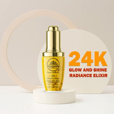 Wildflower essentials 24K Glow & Shine Radiance Elixir Face Oil For Skin Brightening, Reduce Wrinkles(30 ml)