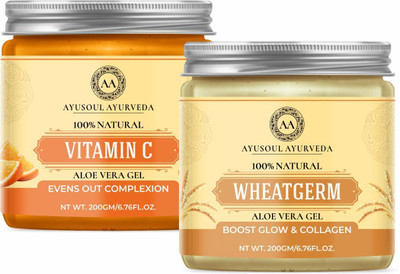 Ayusoul Ayurveda Aloevera Gel with Vitamin C Ext. & Wheatgerm Oil Pack of 2(400 g)