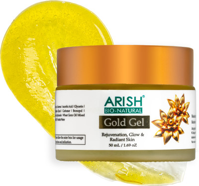 ARISH BIO-NATURAL Gold Gel | 24K Radiance Boosting Face Gel for Glowing & Youthful Skin – Herbal Anti-Aging Skincare with Natural Ingredients(50 ml)