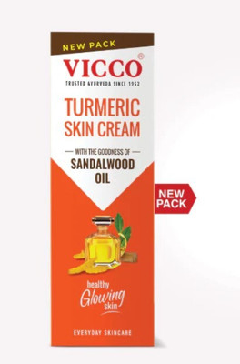 VICCO Turmeric Skin Cream | 100% Natural Ayurvedic Relief with Turmeric & Sandalwood Oil for Glowing, Even-Toned Skin | Suitable for All Skin Types(50 g)