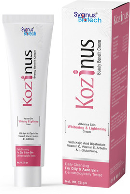 Kozinus Skin Whitening Cream | Enriched With Kojic Acid | L-Glutathione | Arbutin | Tan Removal Cream | Moisturize Skin & Excess Oil | Sunscreen Protection(25 g)