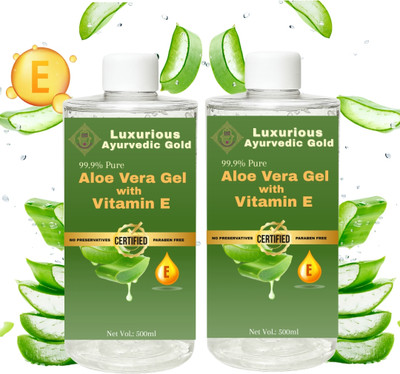 Luxurious Ayurvedic Gold Aloe Vera Gel for Skin & Hair | With Pure Aloe Vera & Vitamin E | Hydrates Skin | Soothes Irritated Skin | Keeps Scalp Healthy | For Men & Women | POK 2(1000 ml)