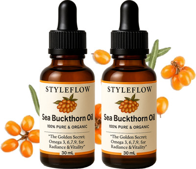 StyleFlow Sea Buckthorn Oil_|_Rich in 3 6 7 9 | 100% Pure & Cold-Pressed | Lightweight Texture for Soft Appearance | Botanical Nourishment | 30ML Bottle (Pack of 2)(60 ml)