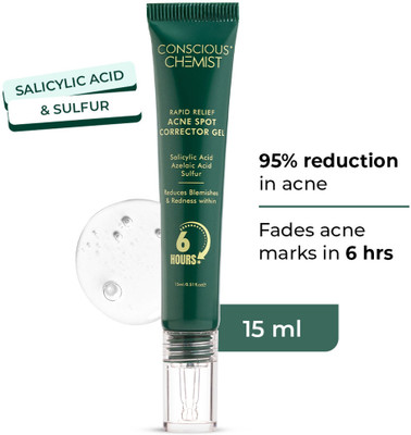 Conscious Chemist Rapid Relief Acne Spot Corrector Gel | Triple-Action Treatment with 2% Salicylic Acid & Azelaic Acid | Clears Pimples, Reduces Redness & Fades Dark Spots | For Men & Women(15 ml)