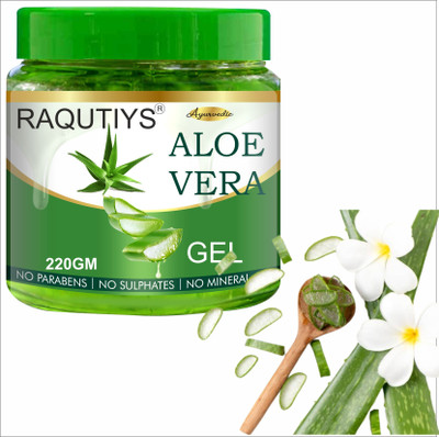 RAQUITYS 100% Pure Aloe Vera Gel with Vitamin E | Soothing Gel for Skin and Hair (220GM)(220 g)