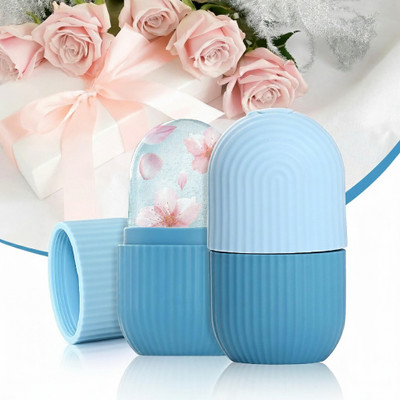 Kwaanie Ice Roller for Face,Silicone Facial Massage Ice Mold ( Blue )(100 ml)