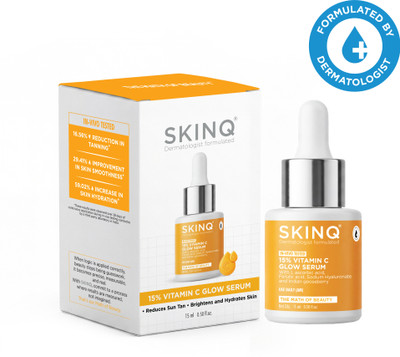 SKINQ 15% Vitamin C Serum with Ferulic Acid for Glow & Brightening 15ml(15 ml)